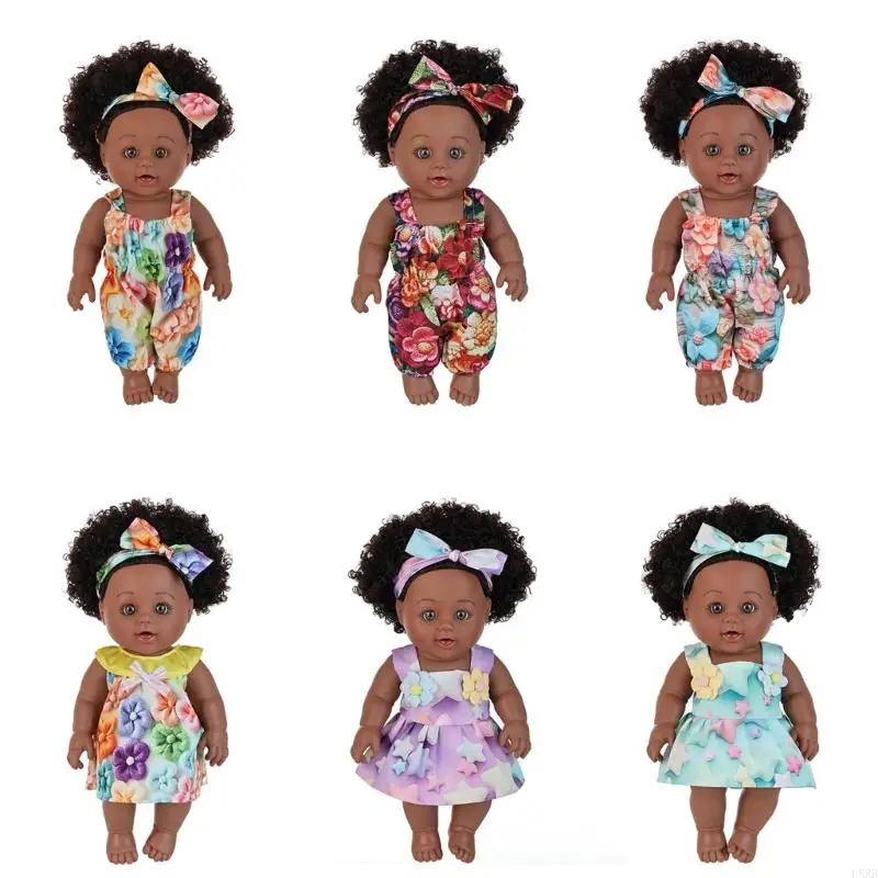 

30cm Reborns Figure Doll with Soft Skin Afro Hairstyle Educational Reborns Collectible Gift for Children Comforting L8RB