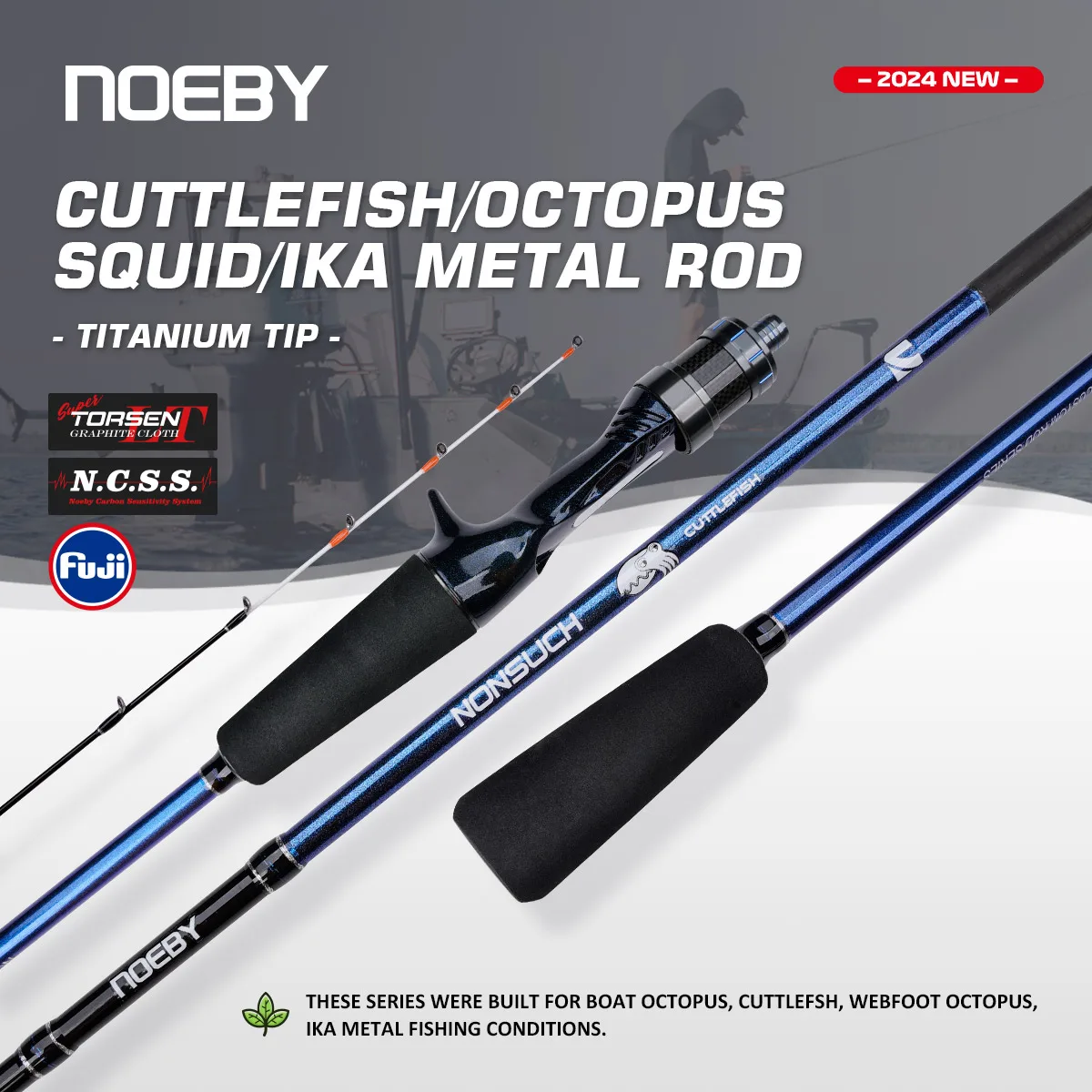 

Noeby Cuttlefish Octopus Fishing Rod 1.45m 1.55m 1.68m 1.7m Tianium Tip Fuji Guide Webfooted Octopus Squid Boat Fishing Rods