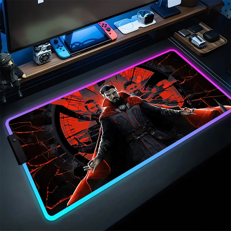 RGB Large Gaming D-Doctor Stranges Mouse Pad Laptop Mat Gaming Mousepad Backlit Keyboard Gamer Table Pads M-Marvels Home Decor