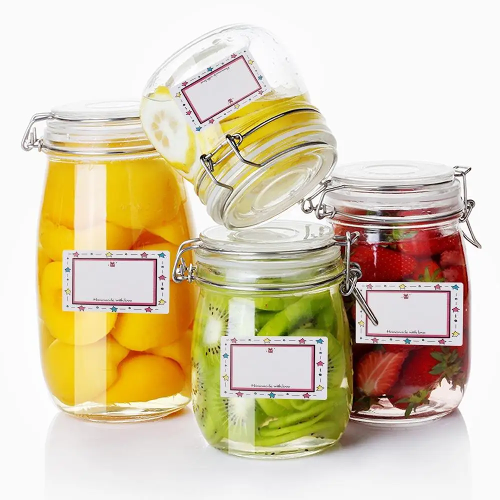 250Pcs/Roll Blank Kitchen Name Label Sticker Color Border Handwritten Adhesive Label Rectangle Seasoning Jar Label