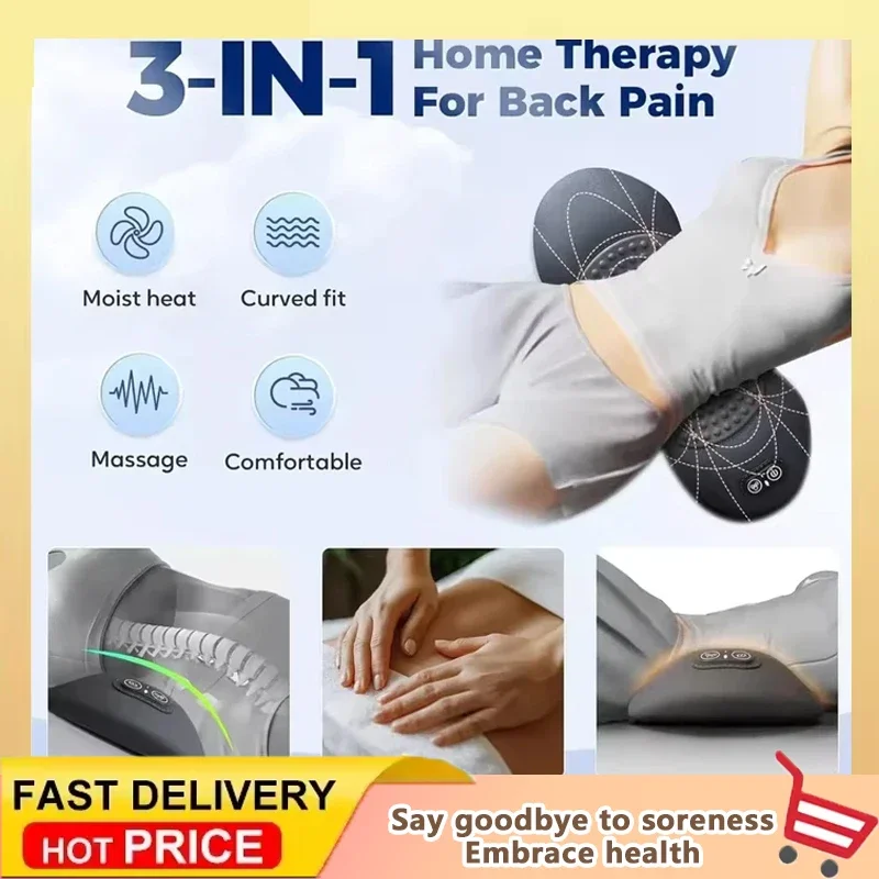 

3-in-1 Back Massager with Relief Bed Sleeping Shiatsu Deep Tissue Portable Shoulder Lower Back Pain Relief Waist Massager