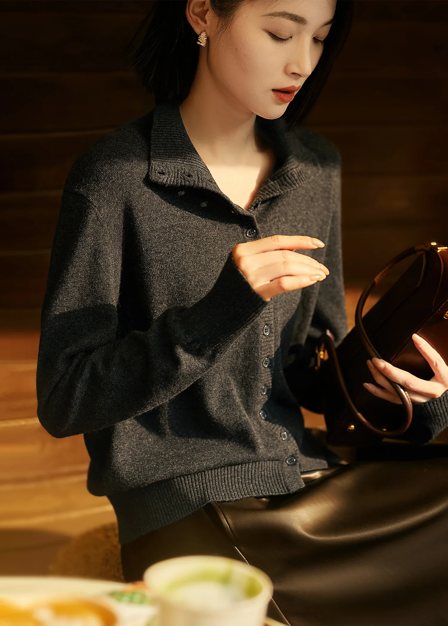 Free-knit sweater, wise and relaxed, Italian craft wool cashmere stand-up sweater, new girl