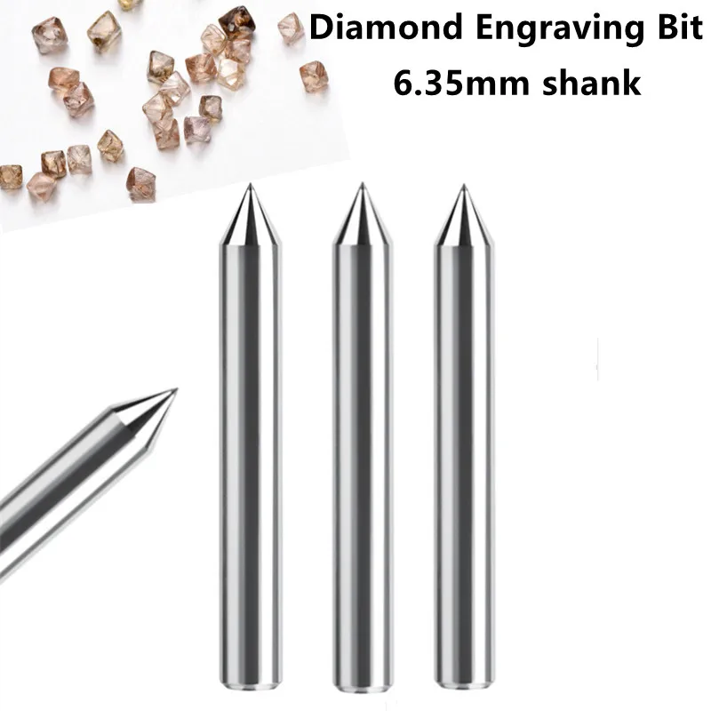 Diamond Milling Cutter Engraving Bit Carving Pen Point Tools CNC Metal Steel Stone Engraver Dresser 60 90 120 Degree 6.35mm 1pc