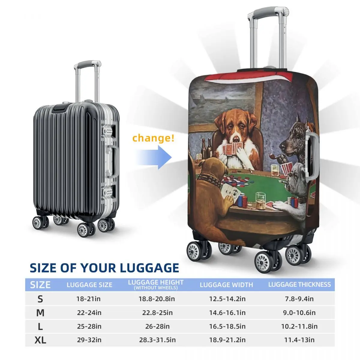 Dogs Playing Poker Print Luggage Protective Dust Covers Elastic Waterproof 18-32inch Suitcase Cover Travel Accessories