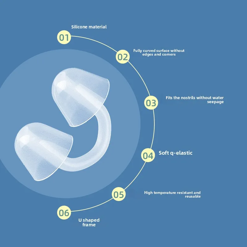 مشبك أنف للبالغين، معدات مساعدة للغوص العميق ومضادة للسباحة على شكل حرف U للأطفال