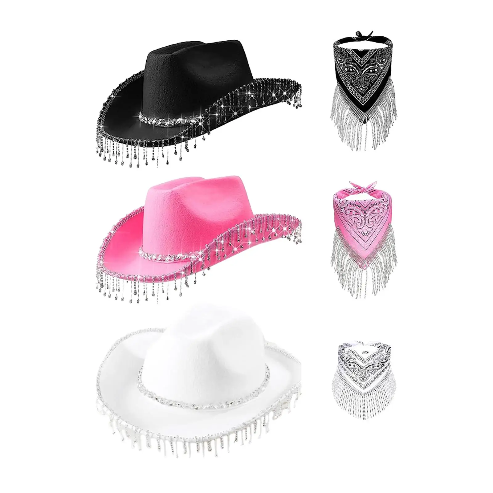 Cowboy Hats with Paisley Printed Bandana Western Cowgirl Hat for Role Play