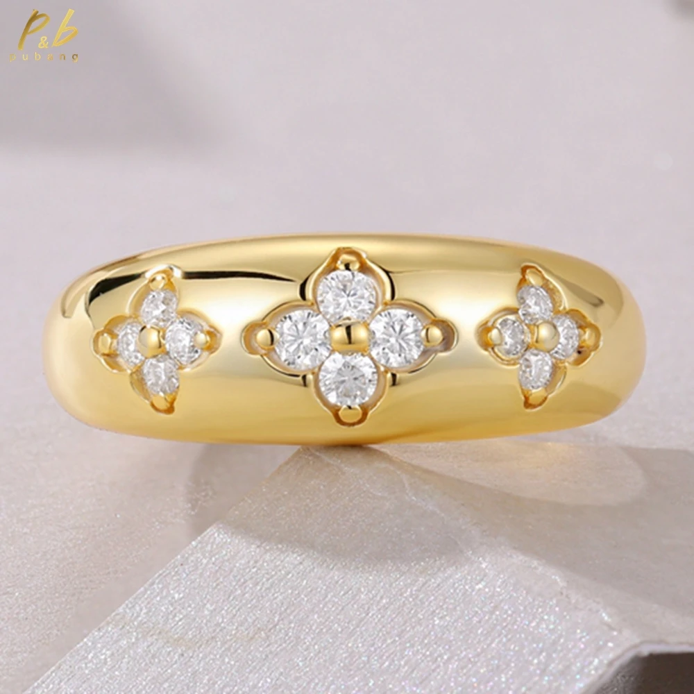 

PuBang Fine Jewelry 925 Sterling Silver 3EX VVS1 D Color Real Moissanite Diamond Gems Vintage Flower Ring for Women Wedding Gift