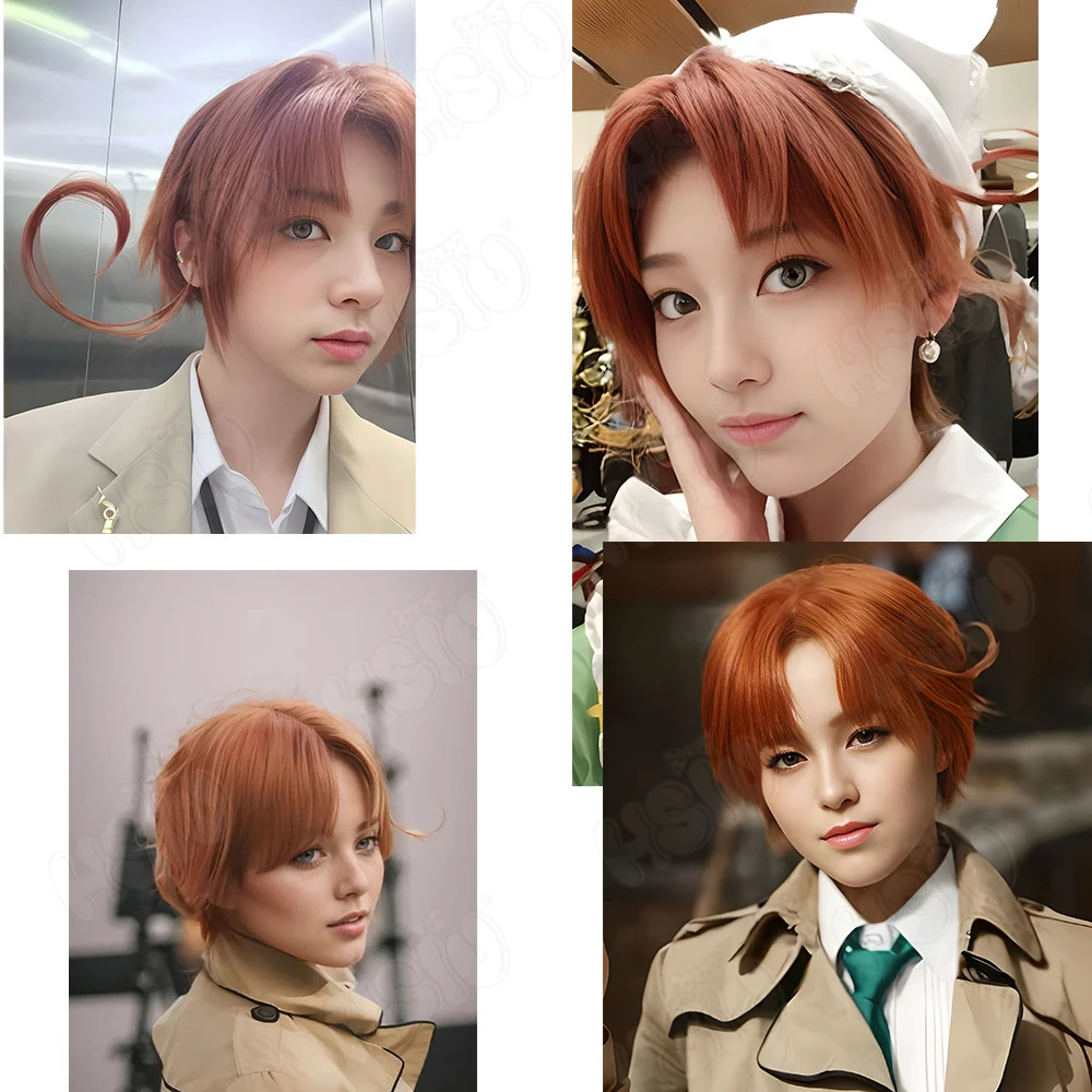 Axis Powers Hetalia Italy cosplay Wig HSIU reddish brown short hair Heat Resistant Synthetic Wig Anime Axis Powers cosplay Wig