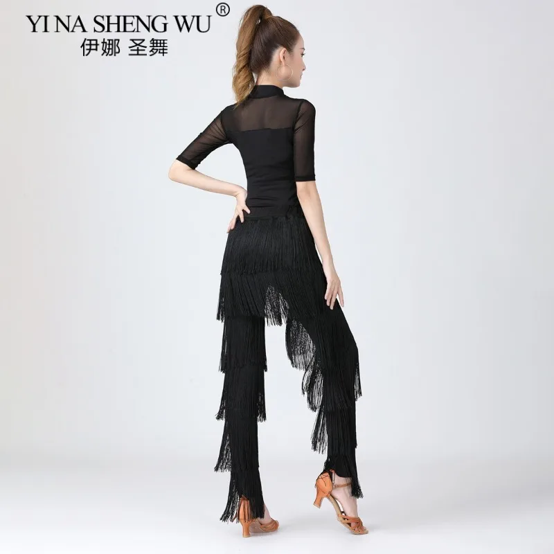 Women Latin Dance Tops Adult Ballroom Dancing Classical Dance Practice T-shirt Costume Cha-Cha Samba Modern Dance High Neck Top