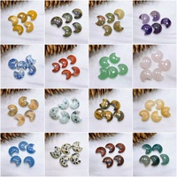 Mini Moon Shape Statue Natural Crystal Stone Mascot Meditation Reiki Healing DIY for Pendant Necklace Jewellery Gift Home Decor