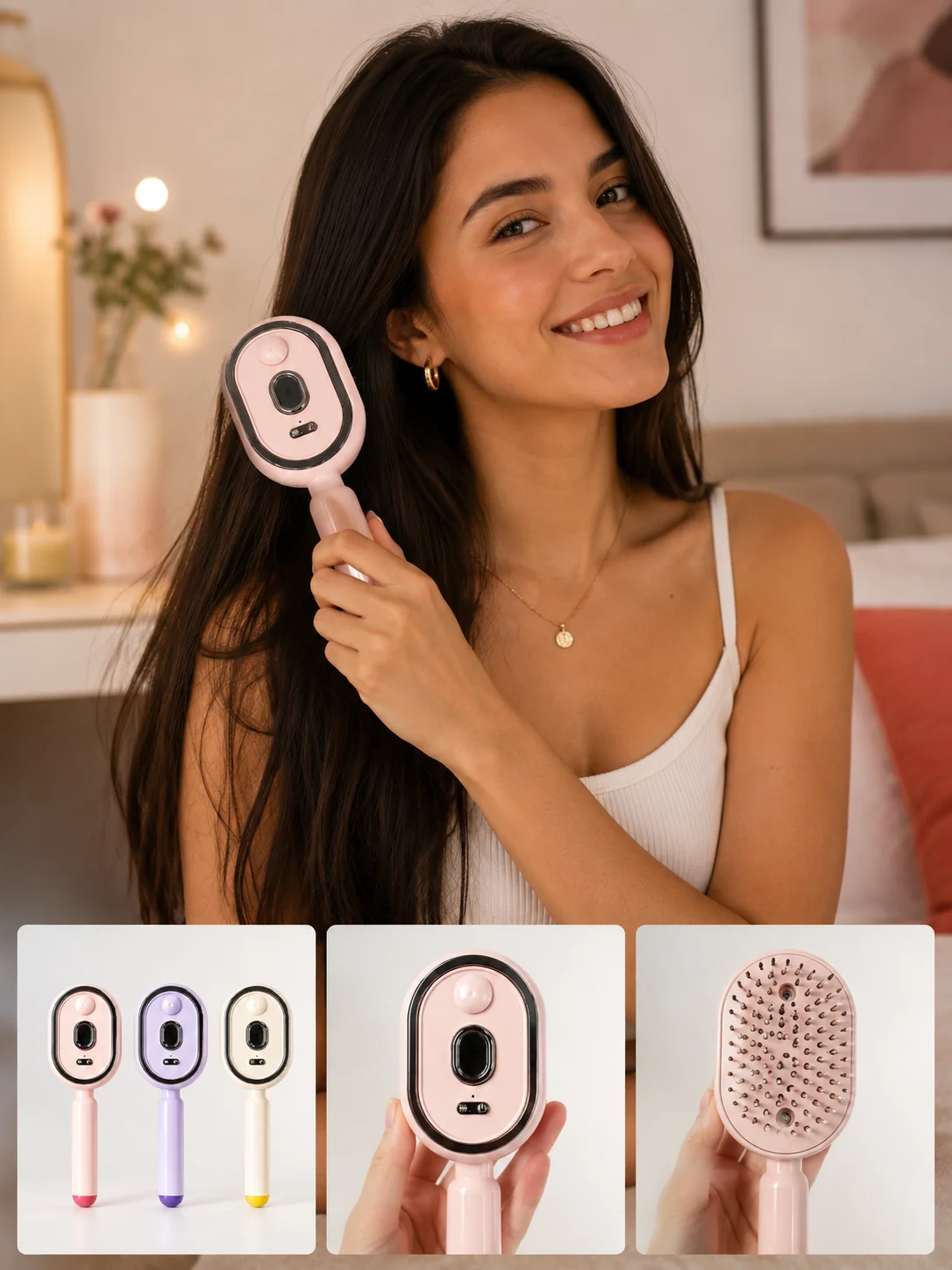 Self-Cleaning Hair Brush Mist Detangling Comb Frizzy Hair Care Brush Air cushion Retractable Teeth Beauty Gift For Women
