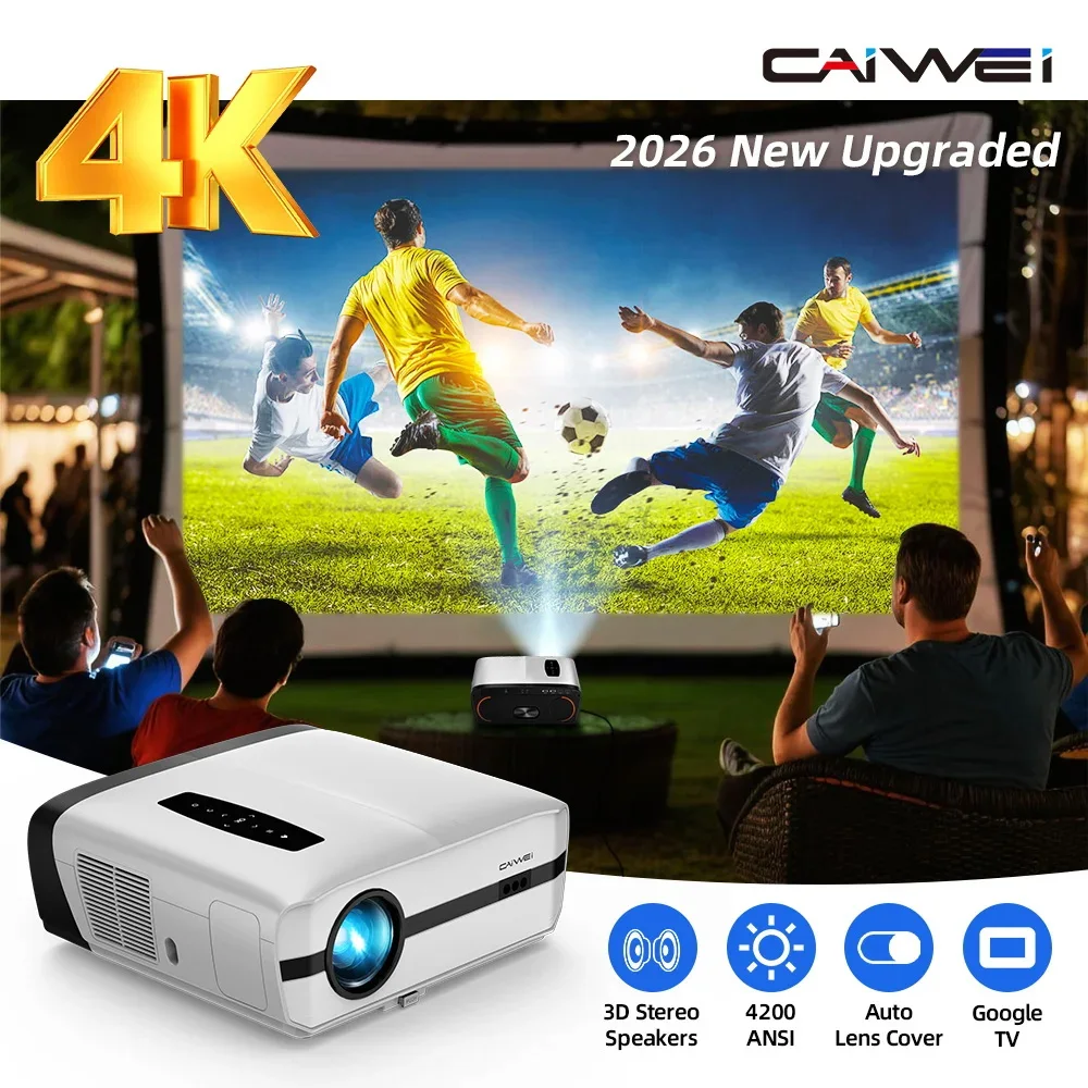 

Проектор CAIWEI A9S 4K для фильмов и домашнего кинотеатра, 4200 ANSI, Android, Full HD 1080P, автофокус, Smart TV, проектор с двумя динамиками