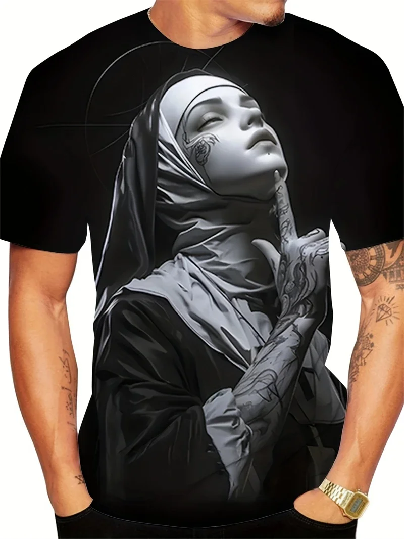 Herren Übergrößen Casual T-Shirt Sommer Anime-Muster Locker Sitzend Kurzarm Atmungsaktiv Leicht Übergroßes Jersey-Oberteil