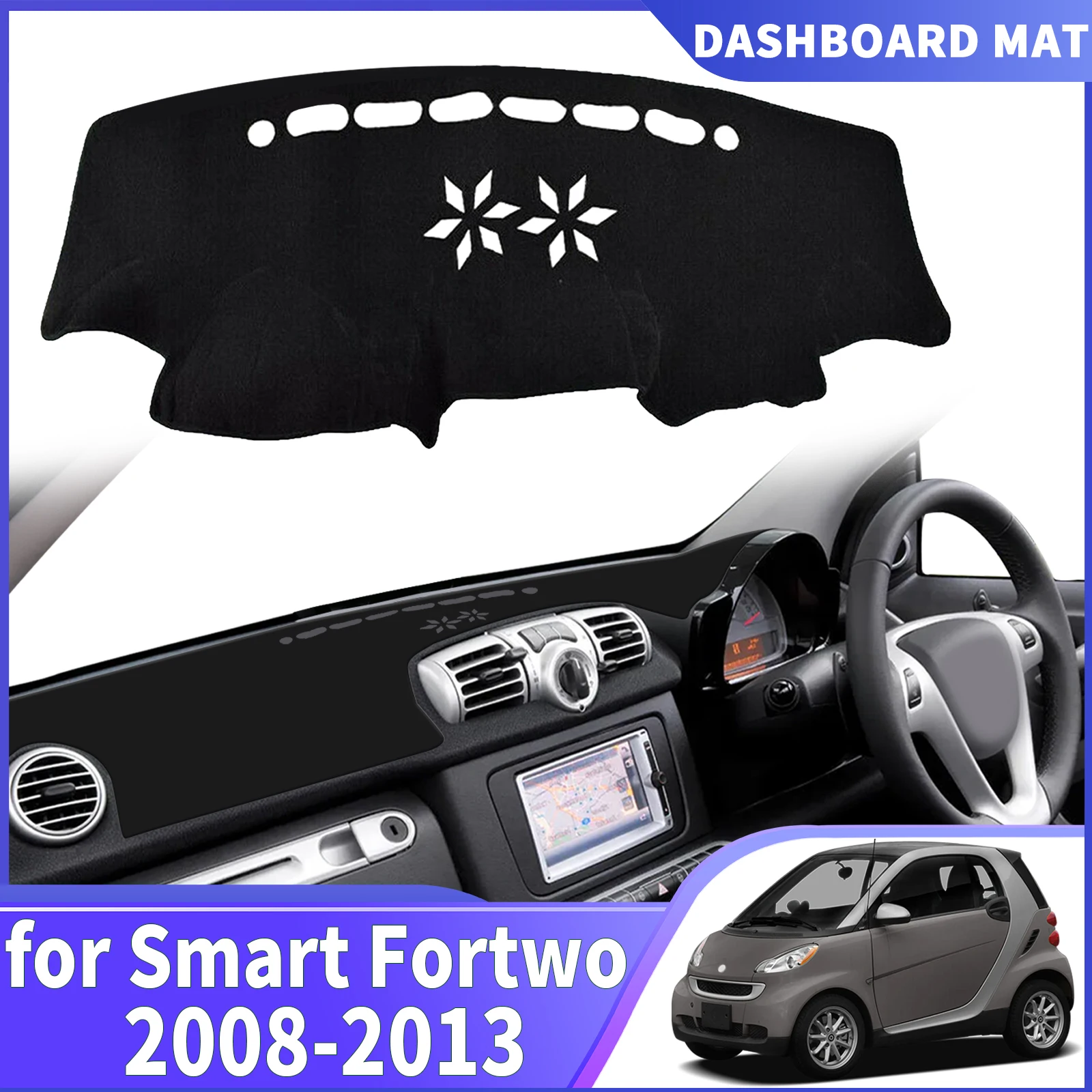 スマートフォーツー-2008-2009-2010-2013-車のダッシュマット-ダッシュボードカバーパッド-アクセサリー-ダッシュマット-サンシェード-保護カーペット-レザー