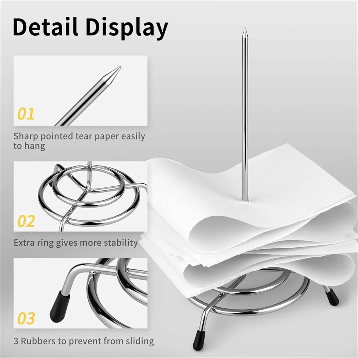 JAS-Ticket Stabber for Restaurant, 3PCS Ticket Receipt Holder Check Spindle Orders Spike for Businesses Kitchen Office