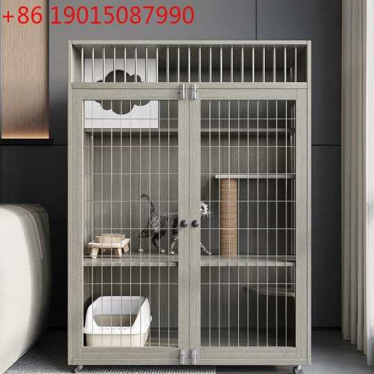 

Кошачья вилла, домашний домашний шкаф, двухслойная клетка из цельного дерева, кошачье гнездо, каркас для скалолазания, встроенная роскошь