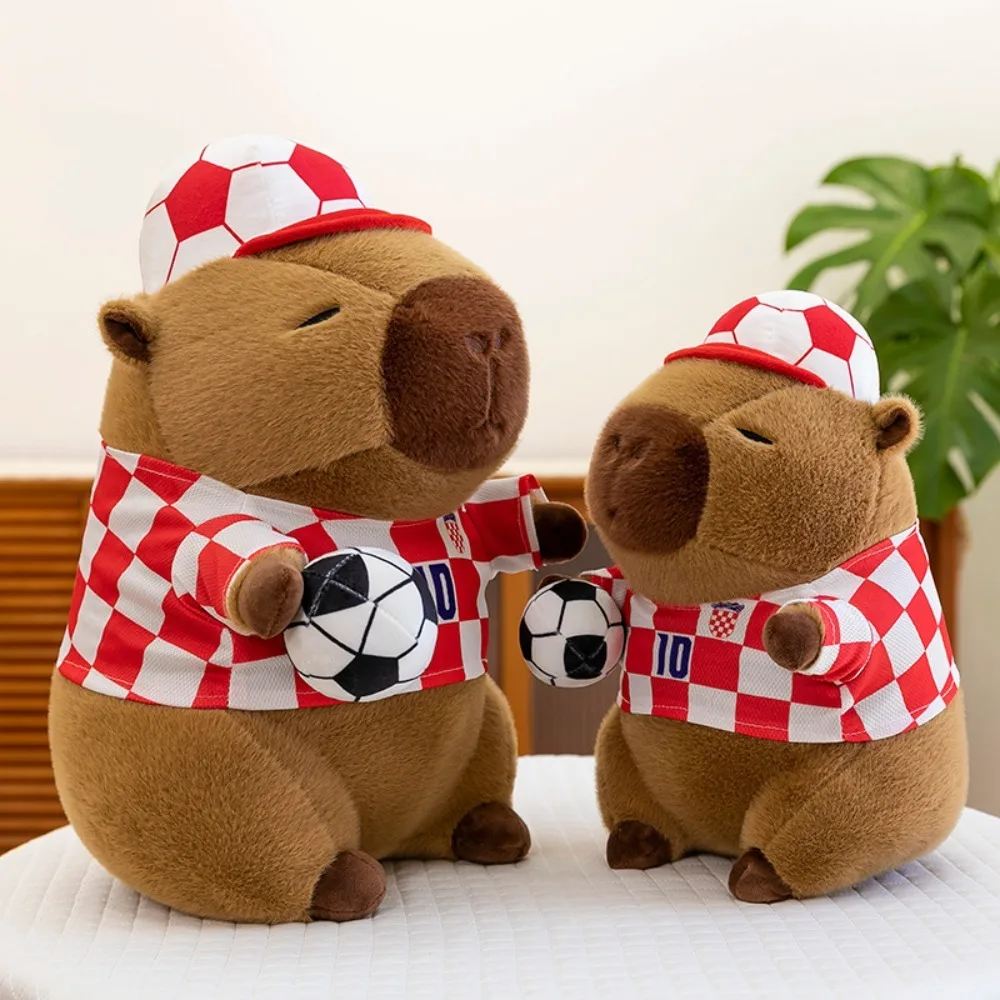 

Sport Football Capybara Doll Fluffy Stuffed Football Capybara Plush Toy Collection Soft Capybara Fluffty Doll Children Gift