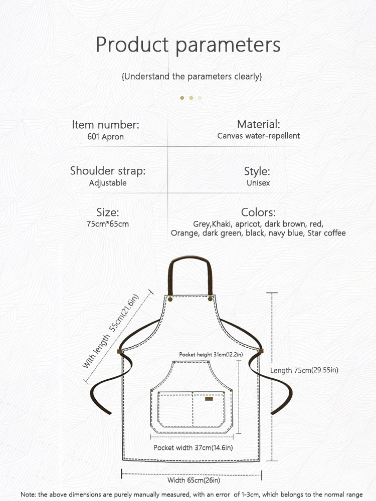 مريلة رقبة قماشية مقاومة للماء تجارية، ربطات خصر قابلة للتعديل، قماش متين لحامل الفاكهة في السوبر ماركت وموظفي متجر البقالة