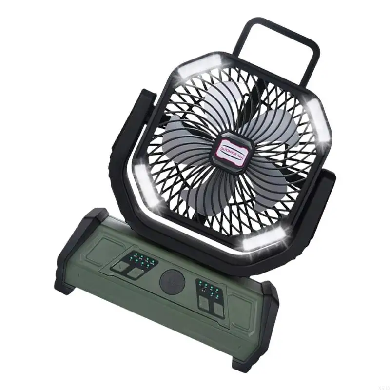 بطارية مروحة التخييم متعددة الوظائف ضوء 10000 مللي أمبير في الساعة مع نسيج بلاستيكي مناسبة لتعزيز دورة الهواء N58D