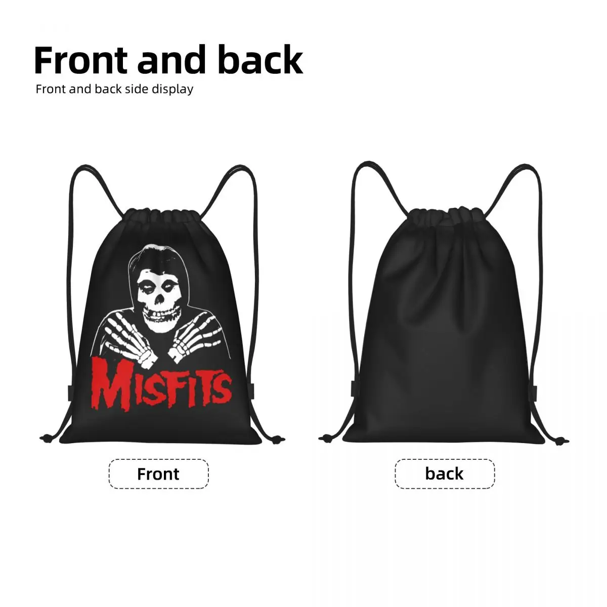 Heavy Metal Misfits Skull Drawstring Backpack Women Men Sport Gym Sackpack Foldable Horror Punk Training Bag Sack