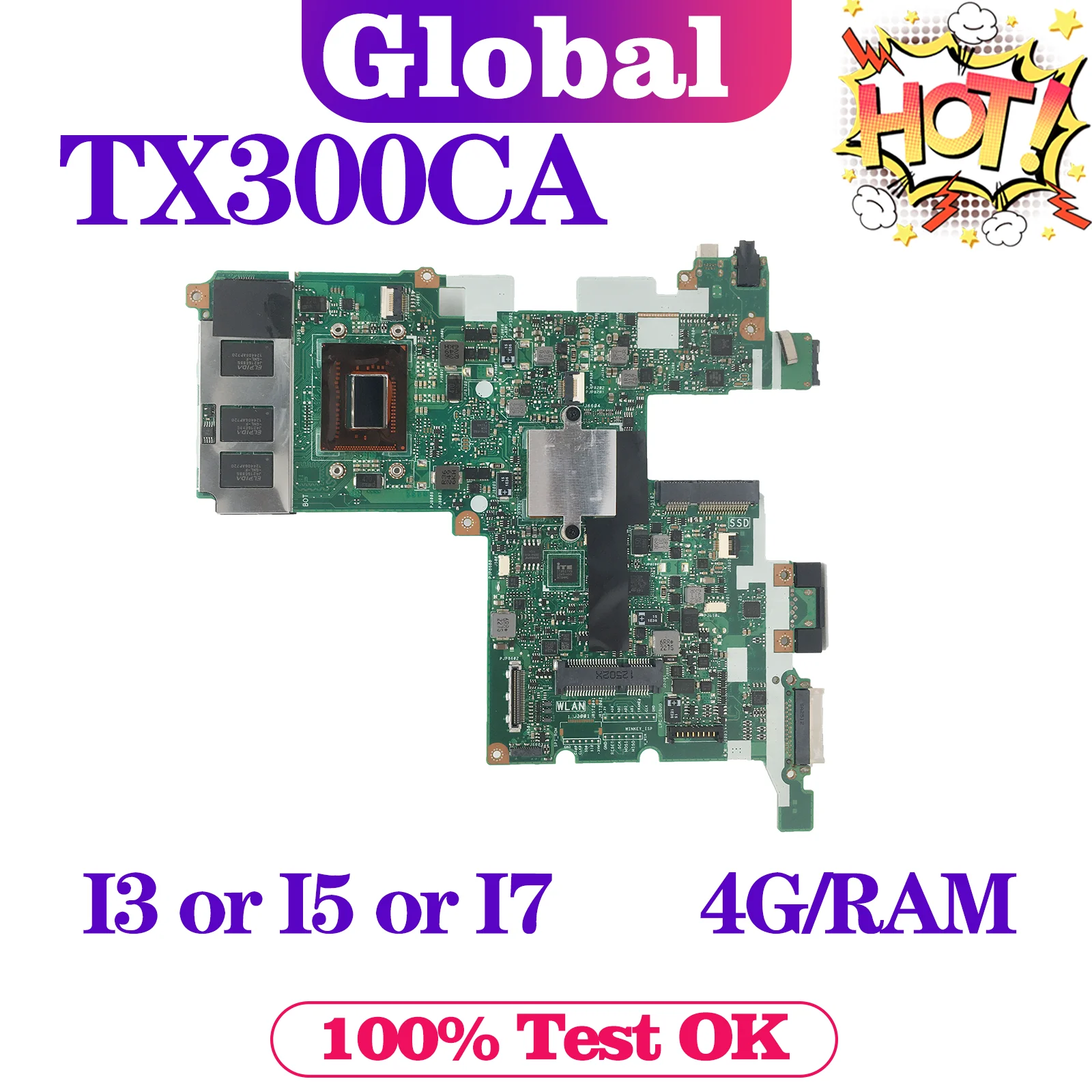 KEFU Notebook Mainboard TX300CA For ASUS TX300 TX300C TX300K3537CA/64C5JX2S Laptop Motherboard With I3 I5 I7 3th Gen 4GB-RAM