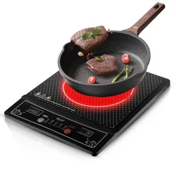 220V Smart Induction Cooker with Ceramic Panel Waterproof, Key-controlled for Cooking and Hot Pot, 2000W