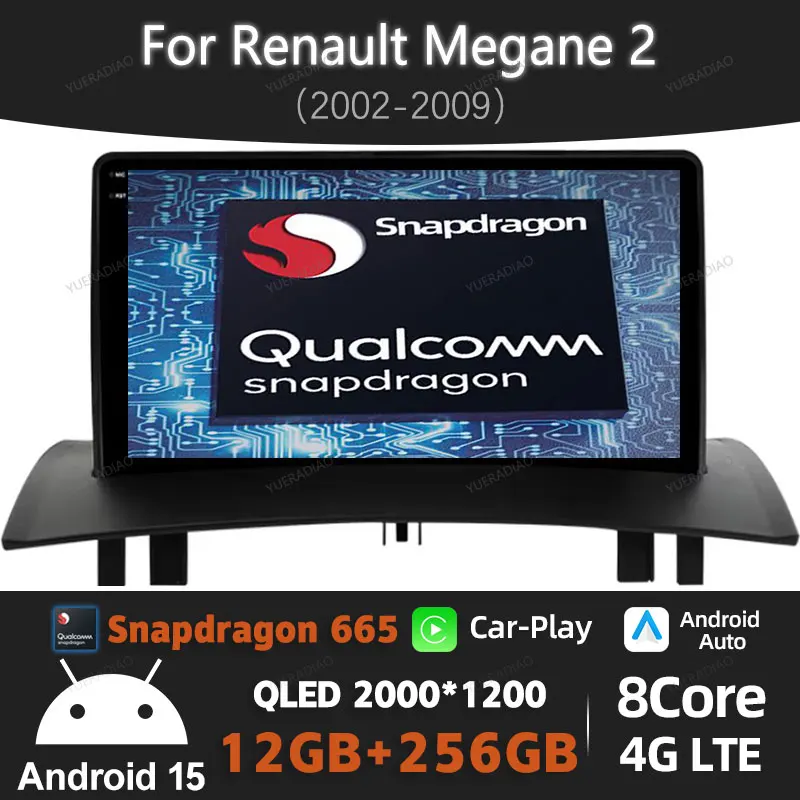 

Android 15 Car Radio For Renault Megane 2 2002 - 2009 Multimedia Stereo Video Player Wireless Carplay Auto Head Unit WIFI GPS 4G