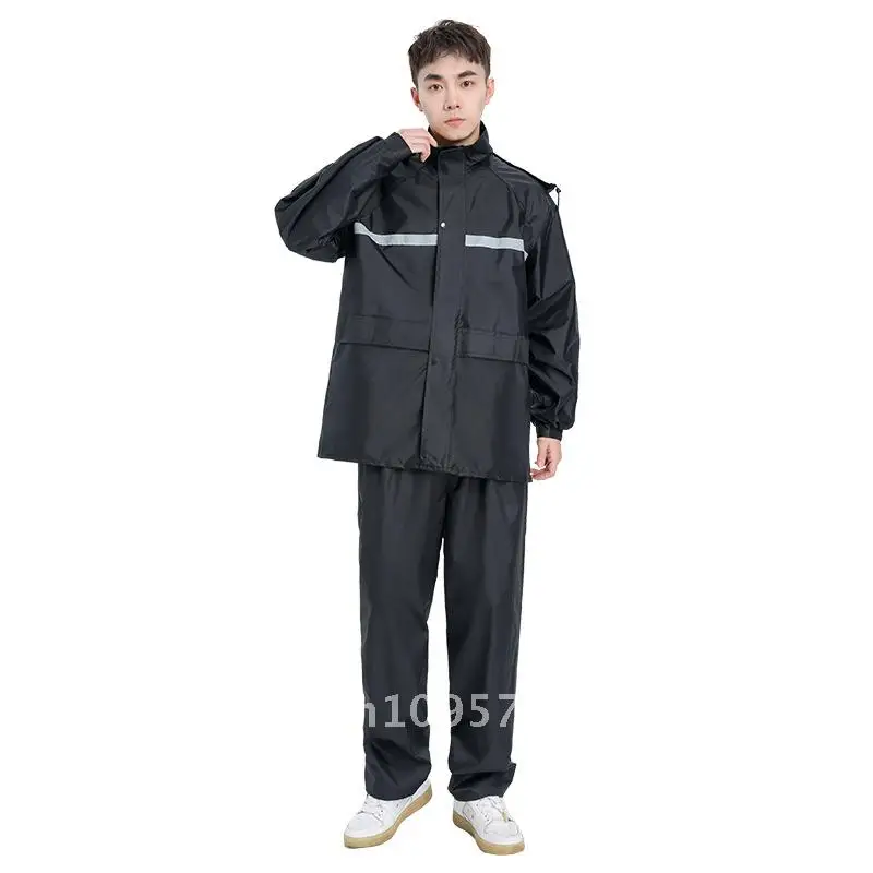 

Adult Thick Raincoat Reflective Split Two-Piece Rain Pants Suit for Riding in Rainstorms Waterproof Oxford Cloth Protection