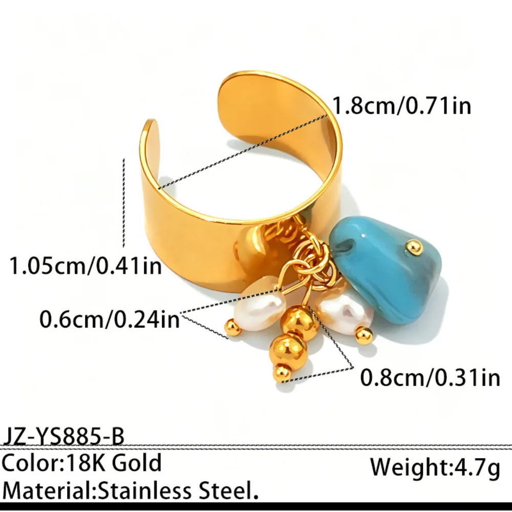 Gold Tone Charm Open Ring Non Fading Lightweight Statement Ring Adjustable Band Long Lasting Finish Fashion Ring Summer