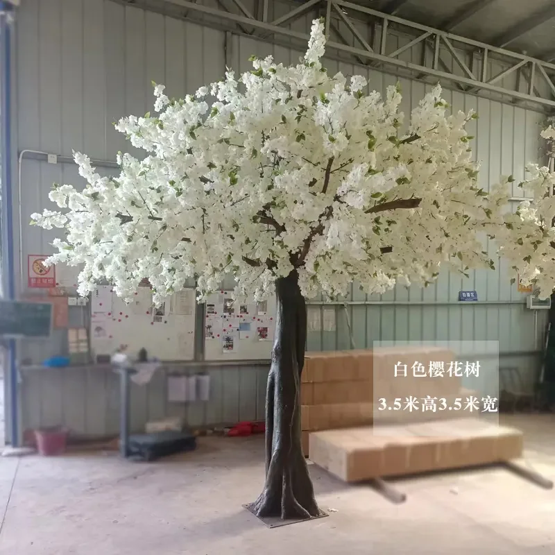 

China Manufacturers Wedding Restaurant Decoration 350 CM Large Fake Plastic White Flower Trees Cherry Blossoms Artificial Tree