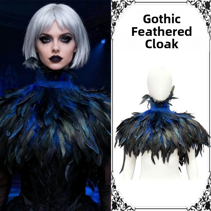 Echarpe-a-plumes-gothique-faux-col-accessoires-de-masque-pour-halloween-costume-de-performance-chapeau-pour-homme