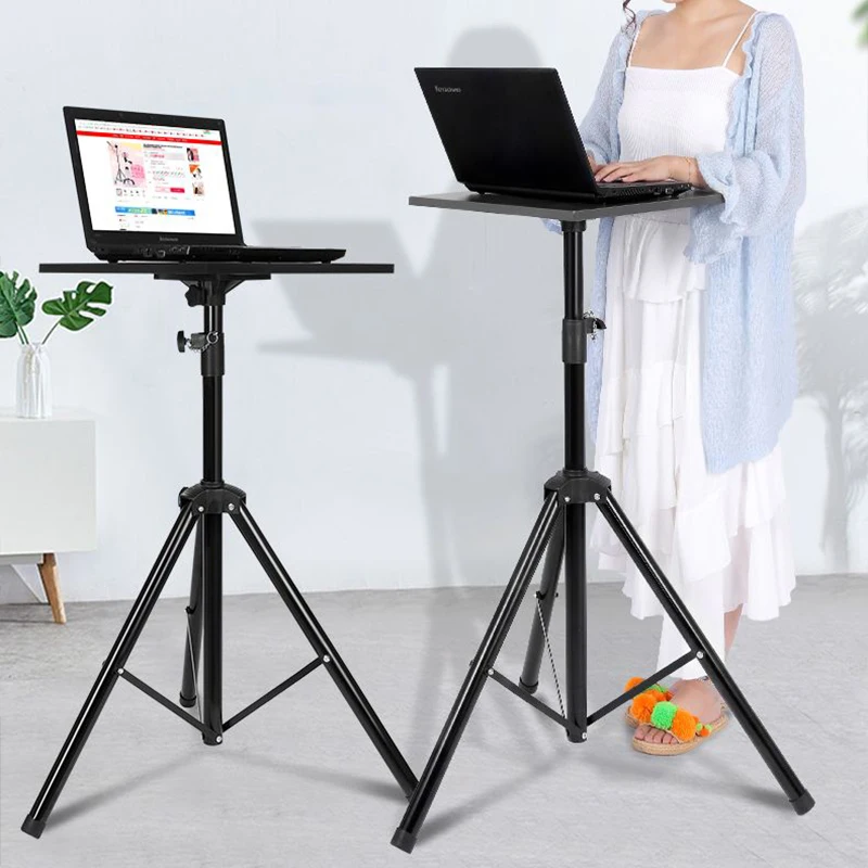 1.8M Portable Laptop Stand Floor Folding Computer Desk Adjustable Height Stable Tripod Speech Study Table for Bed Sofa Standing