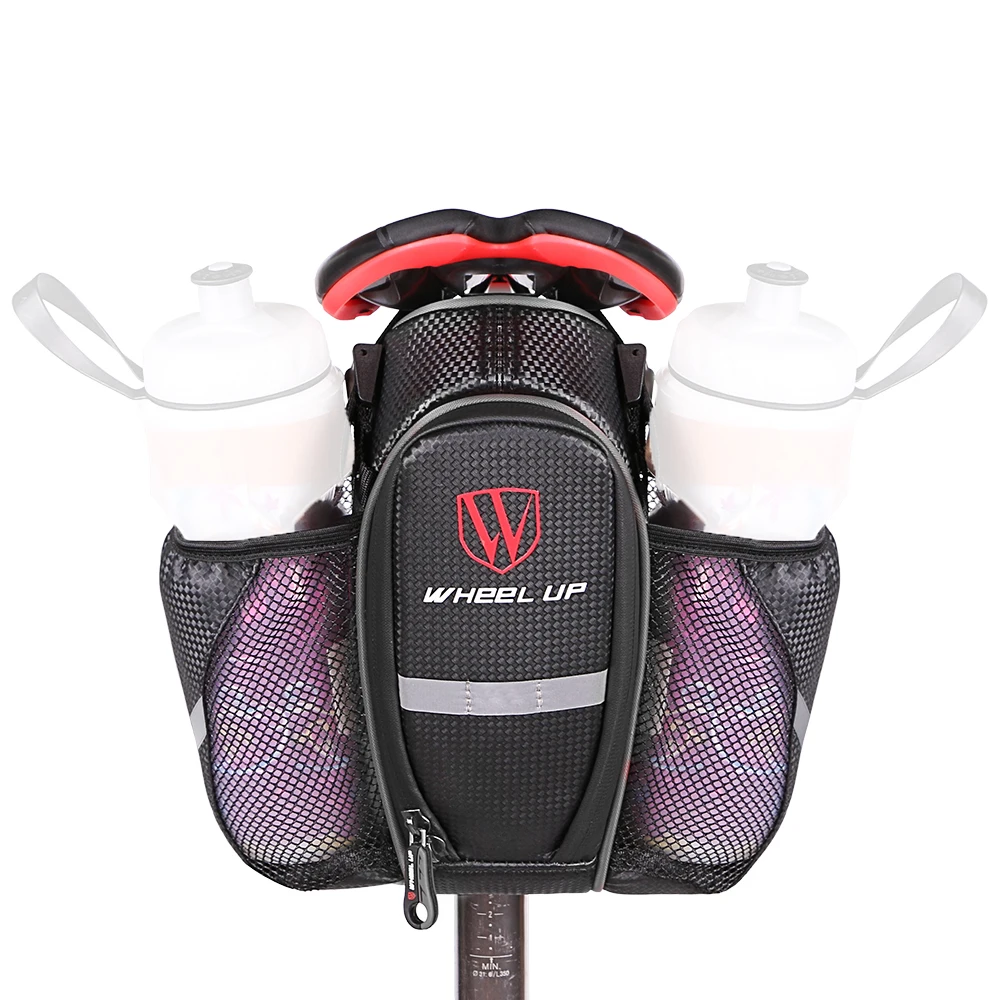 Bike Saddle Bag Waterproof Bicycle Package Bike Back Seat Pouch with Water Bottle Holder for Mountain Bike Road