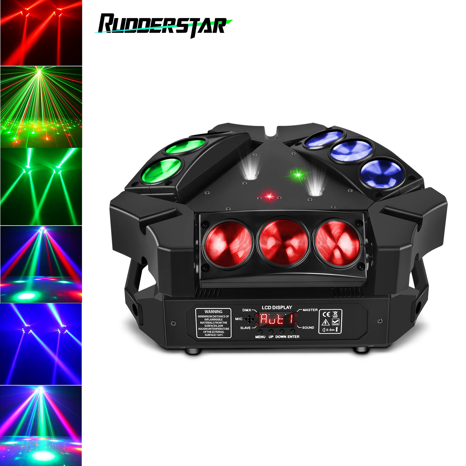 

Mini 9 Head Bird Moving Head Light RGB Laser Strobe Lights DMX Stage Effect Lighting Projector for Disco Party Concert Theater