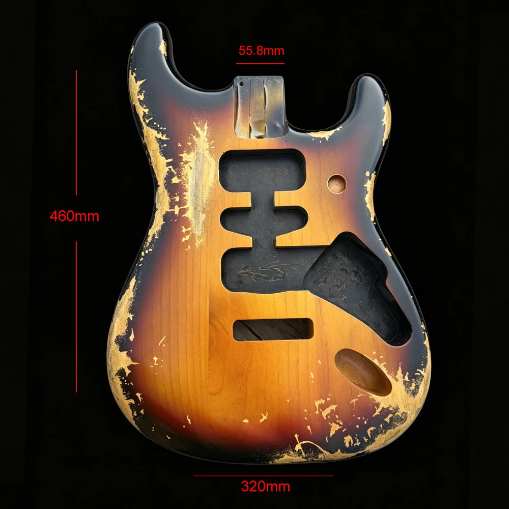 Handmade Heavy Relic ST Electric Guitar Body Nitro Finish Sunburst Alder Wood DIY HSH Pickups Cavities No Guitar Parts Body Only