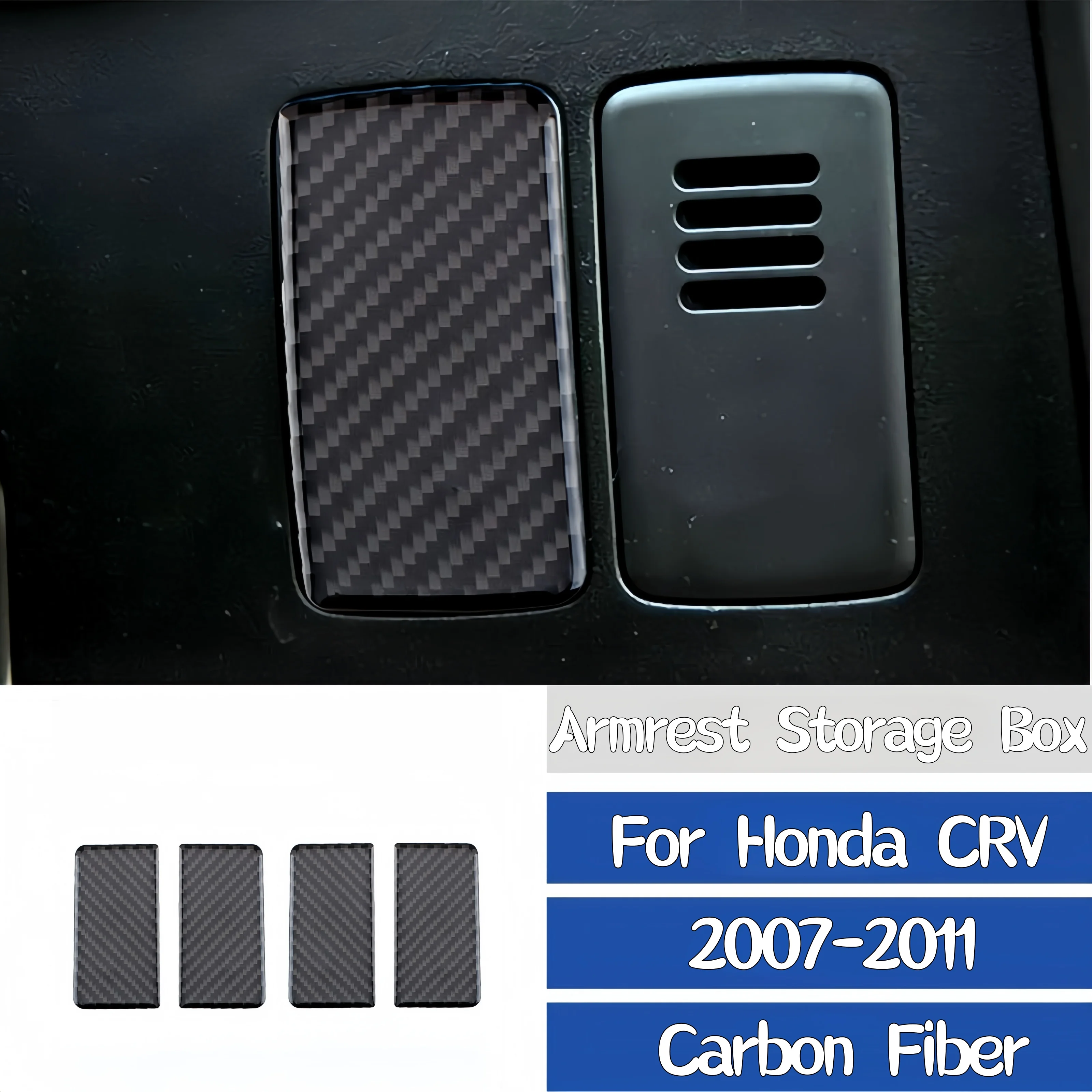 

For Honda CRV 2007-2011 Accessories Carbon Fiber Interior Car Armrest Storage Box Panel Decoration Gasket Trim Cover Sticker