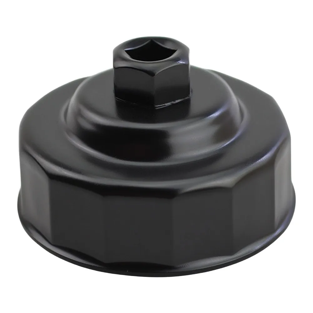 1Pc 76mm Oil Filter Wrench Cap 14 Flutes Carbon/ Steel Socket Tool For 3/8 Inch Drive Ratchet Black