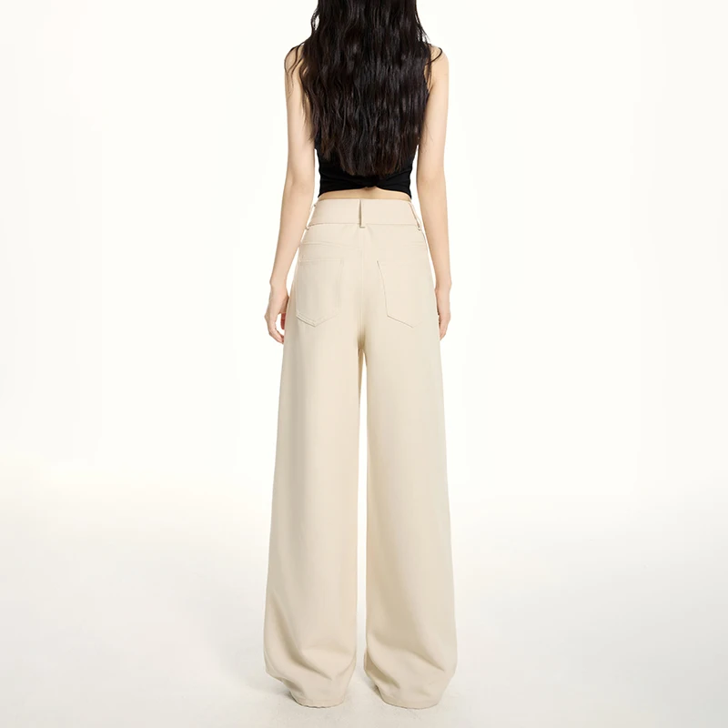 Damskie jeansy z wysokim stanem, szerokie nogawki, styl Y2K, odzież jeansowa, designerskie, gładki materiał, proste spodnie damskie, wygodne spodnie codzienne.