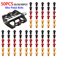 10-50pcs MTB Bicycle Pedal Bolts Bike M4 Stud Pin Nail Foot Screws Aluminum Alloy Anti-skid Pedal Pin Bolts Cycling Pedals Part