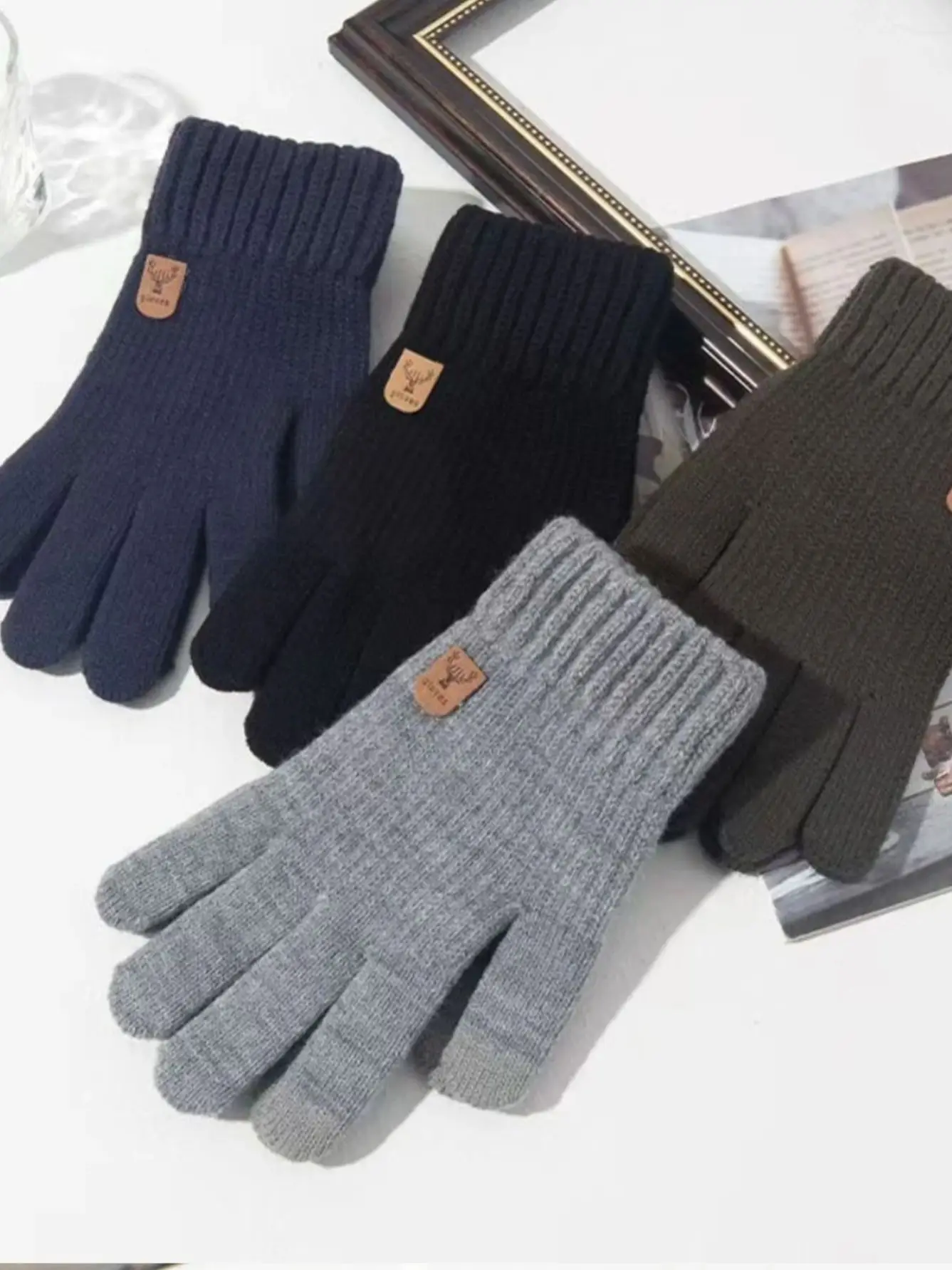 AliExpress NONE Winter Wool Knitted Gloves Touch Screen Warm Men Women Mittens Thick Windproof Knitted Gloves All-Match Cycling Sports Gloves