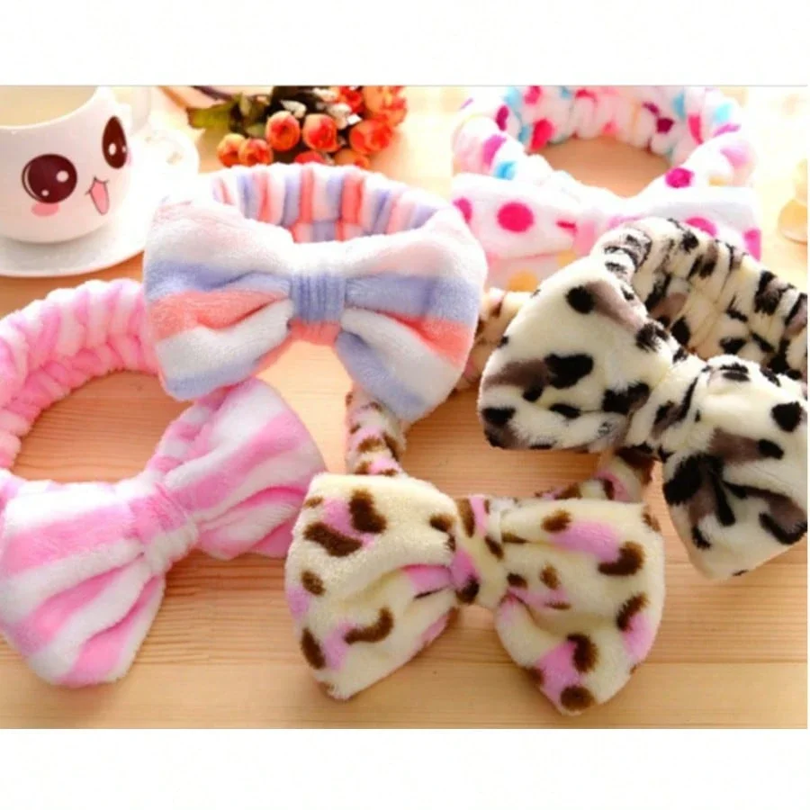 

4 шт. плюшевые повязки на голову с бантом для умывания, спа-процедур, макияжа и занятий спортом