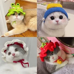 Cute Refined Cat Hat Elastic Autumn Winter Pet Hat Puppy Kittens Knitted Hat Party Photo Shoot Props Decoration Cat Accessories