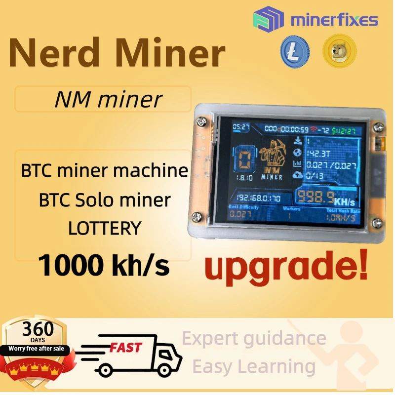 

Новый биткойн-майнер nerd miner V3 2,8 дюйма btc Miners 999kH/S BTC BCH DGB Solo nmminer Прошивка Nerdminer ЖК-дисплей