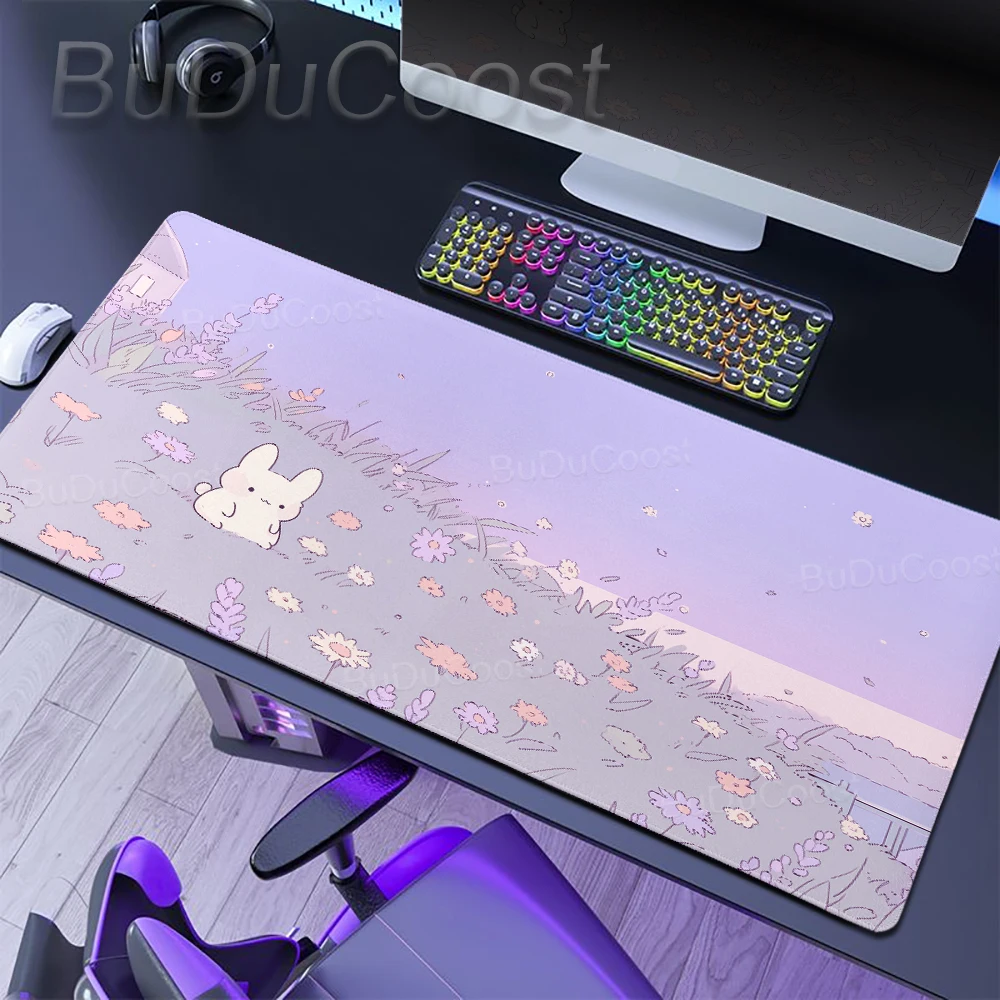 Niedliche Katzen- und Hasen-Schreibtischunterlage, Mauspad, rutschfeste große Mausunterlage, Schreibtischunterlage für Zuhause und Gaming, Laptop-Tischunterlage, Bürozubehör