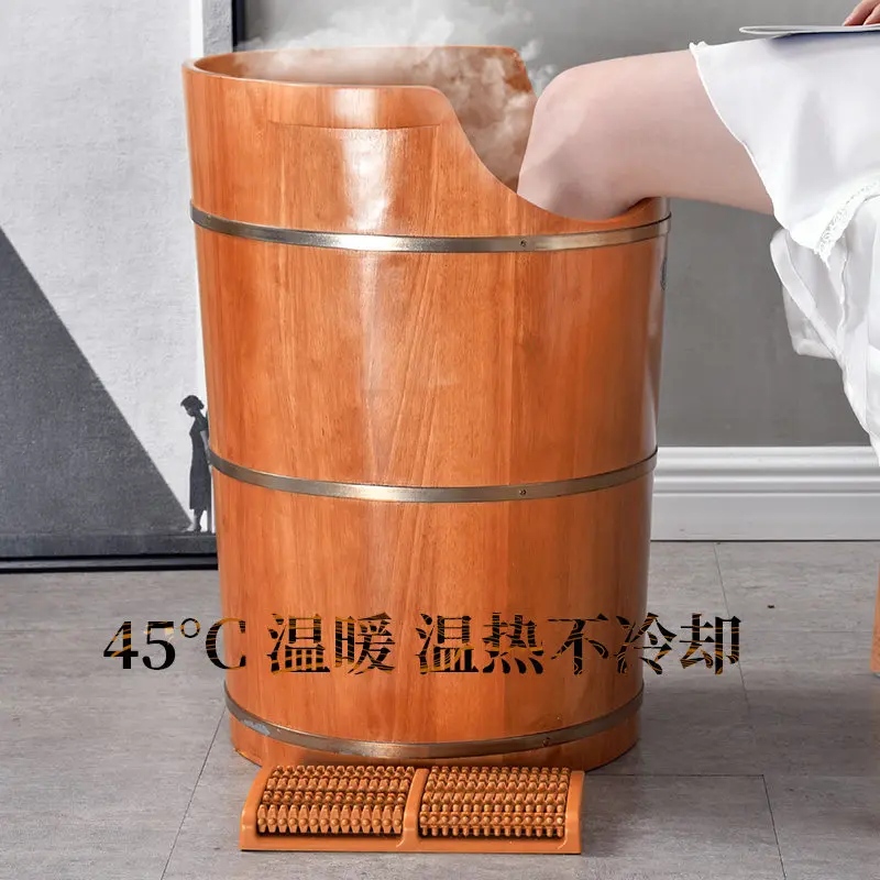 Over Knee Over Calf Rubber Bucket Steaming Foot Fumigation Bucket Household Solid Wood Steam Foot Bath