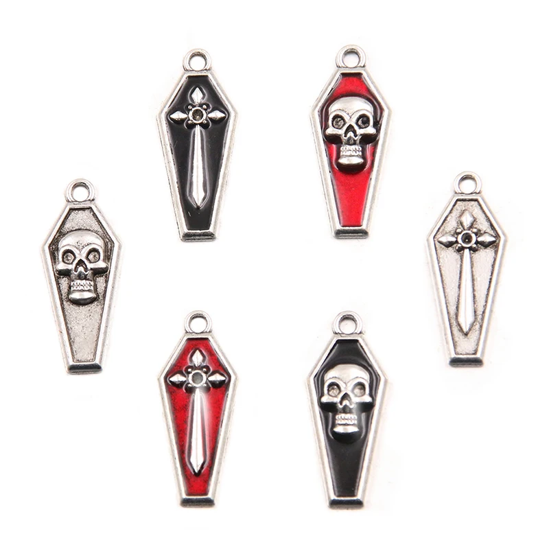 20PCS 11*26mm 2 Color 2 Style Metal Alloy Skull Cross Charms Religious Belief Pendant For Jewelry Making DIY Handmade Craft