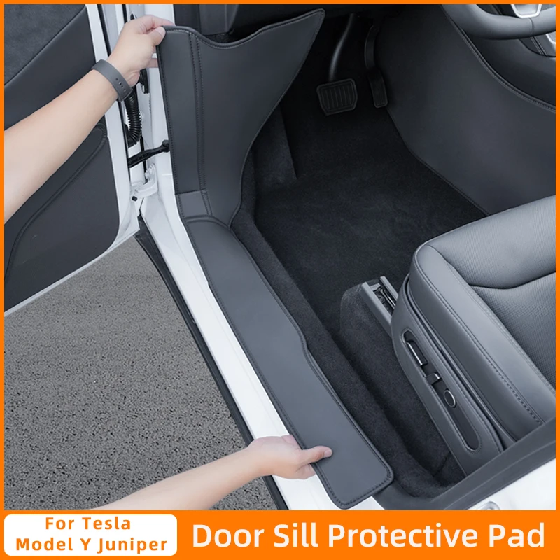 

For Tesla Model Y Juniper front and rear door sill protection strips, door sill suede protection pads Interior accessories