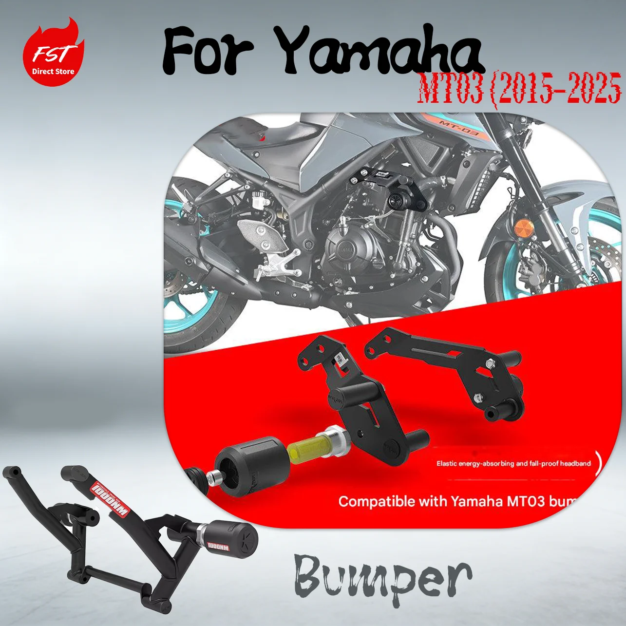 Anti-Crash Sliders Exhaust Sliders for Yamaha MT03 (2015–2025), Motorcycle Bumper Race Bar Protector Modified Parts