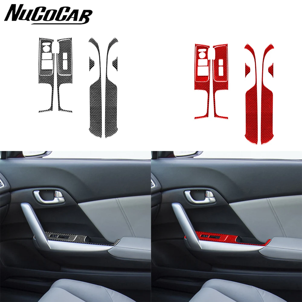 

For Honda 9th Civic 2013-2015 Carbon Fiber Window Lift Button Control Panel Cover Car Accessories Interior Decorative Stickers