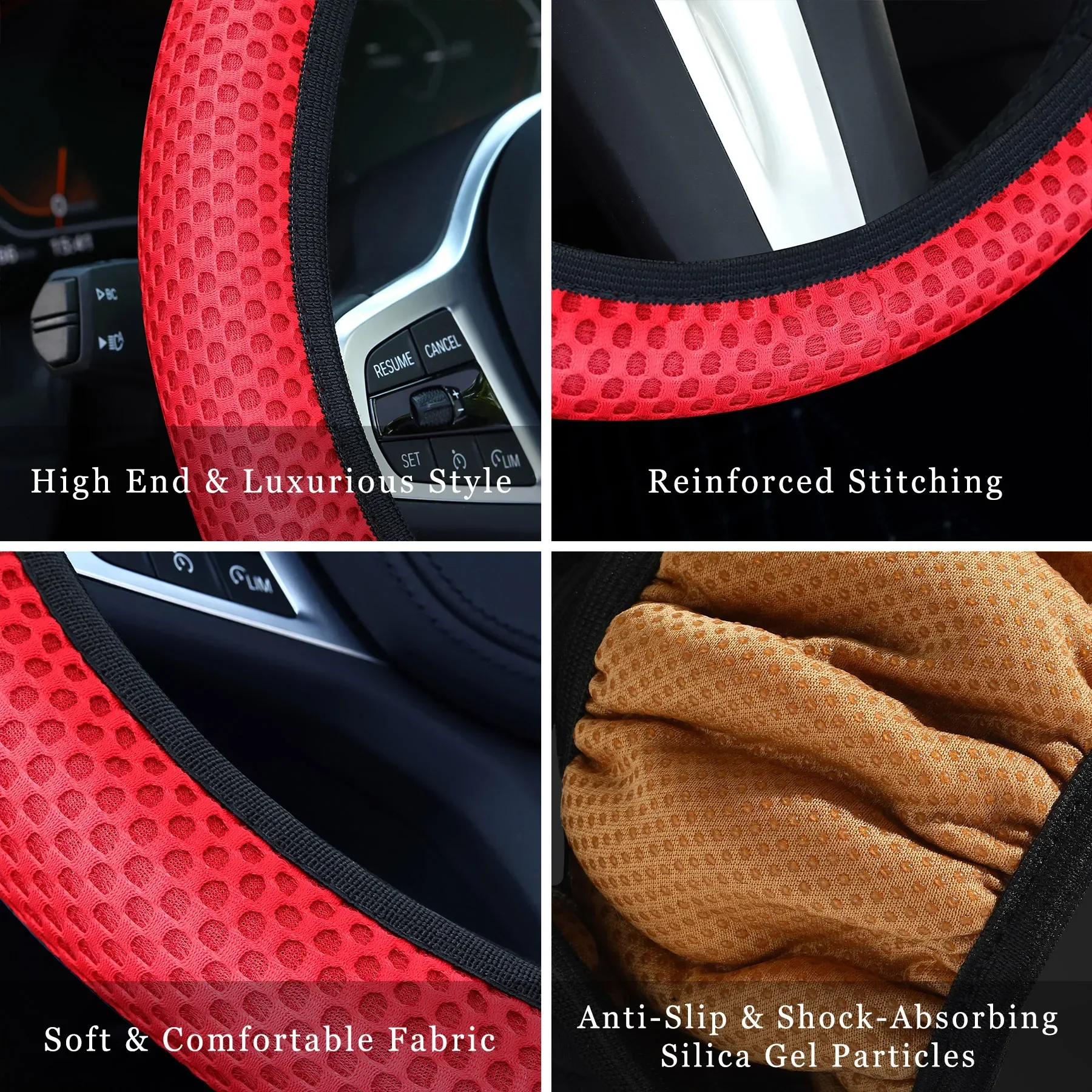 Universal Car steering wheel cover summer ice silk breathable non-slip no inner ring elastic mesh handlebar cover Accessories image 3